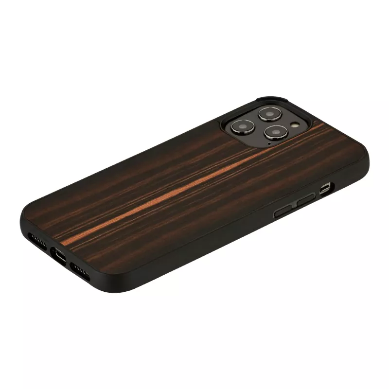 Dėklas Man and Wood iPhone 12 Pro Max – juodmedžio spalvos, apsauginis kietas apvalkalas