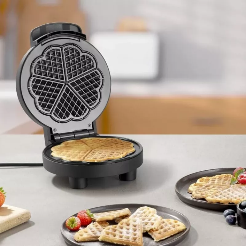 Vafelinė Severin WA 2116 1000 W Juoda Širdelės Forma
