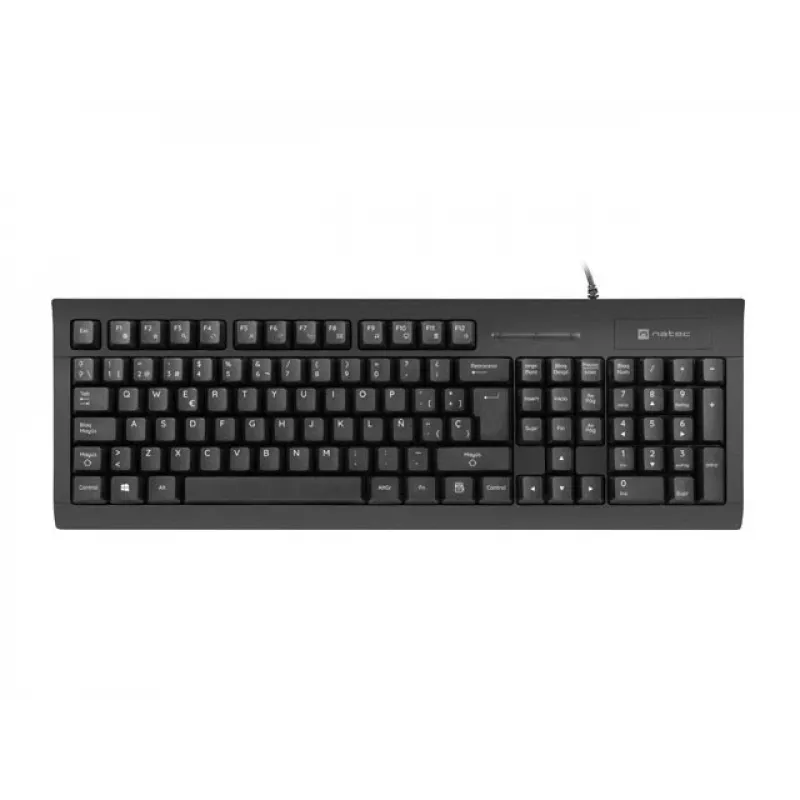 Pilno dydžio laidinė klaviatūra NATEC Moray ES su USB, ispanišku QWERTY išdėstymu, 105 klavišais, ID kortelių skaitytuvu, 1,5 m kabeliu, juoda