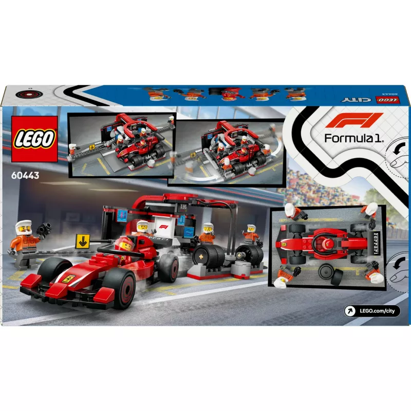 LEGO City F1 Pit Stop 60443 – Ferrari F1 automobilis, 322 dalys, 5 minifigūrėlės, 6+