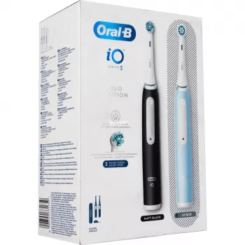 BRAUN Oral-B iO Series 3N elektrinis dantų šepetėlis — juoda/mėlyna, 2 rankenėlės
