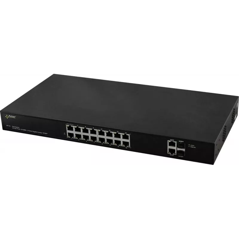 PULSAR SF116 valdomas tinklo jungiklis Fast Ethernet (10/100) Power over Ethernet (PoE) 1U juodas