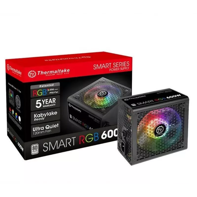 Termaltake SMART RGB PS-SPR-0600NHSAWE-1 - Maitinimo blokas (vidinis) - ATX12V 2.3 - 80 PLUS - AC 230 V - 600 W - aktyvus PFC - Juoda
