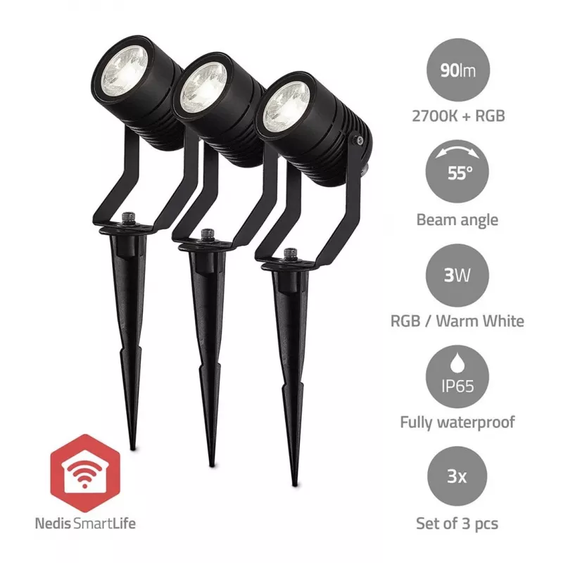 Nedis ZBLOS10RGBW3 lauko šviestuvas – įžeminamas LED 9 W G