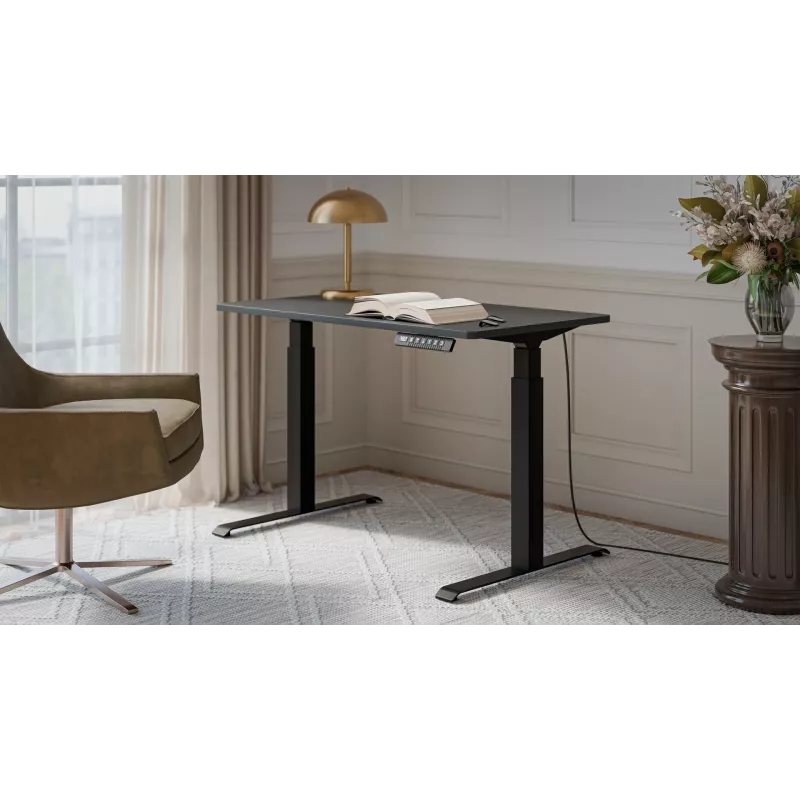 Reguliuojamo aukščio elektrinis stalas MOON tiesus 1210×670 mm juoda/antracitas
