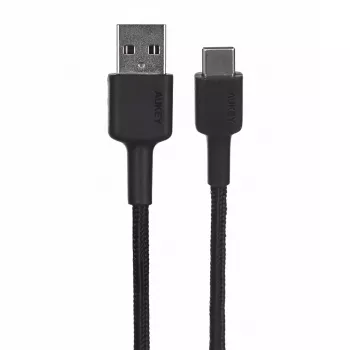 USB A – USB-C laidas AUKEY CB-CD30 0,9 m — juodas, pintas, USB PD 3.0, 0,48 Gbit/s