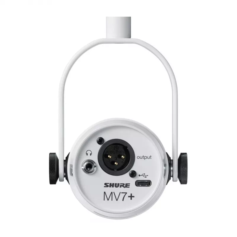 Shure MV7+-W - stalinis/vokalinis mikrofonas su XLR/USB-C jungtimi, baltas