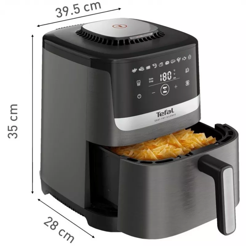 Karšto oro gruzdintuvė Tefal Easy Fry Silence EY551HE0 5 L juoda, pilka, nerūdijantis plienas