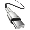 USB-C į USB-C laidas Baseus Cafule Metal — 2 m, 100W įkrovimas, USB 2.0 (480 Mbps), cinkuoti kontaktai, juoda
