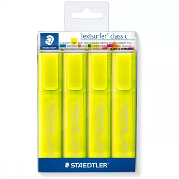 Markeris Staedtler 364-1P WP4 Chisel tip Geltona 4 vnt.