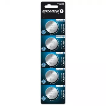 Ličio moneta/plokščia baterija everActive CR2450, 3 V, 5 mm aukštis – pakuotė 5 vnt.