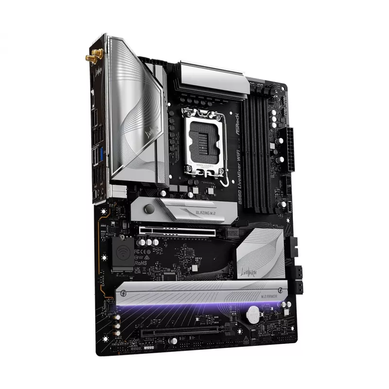 Motininė plokštė ASRock B860 LiveMixer WiFi – Intel B860, LGA 1851, ATX, DDR5, 4 DIMM, Wi‑Fi 6E, 2.5Gb LAN