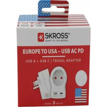 Skross 1.500284-E Baltas kelioninis adapteris