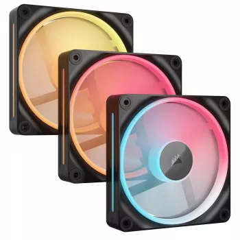 CORSAIR iCUE LINK LX120-R ARGB Reverse Blade 120mm korpuso ventiliatoriai – 3 vnt. pakuotė – juoda