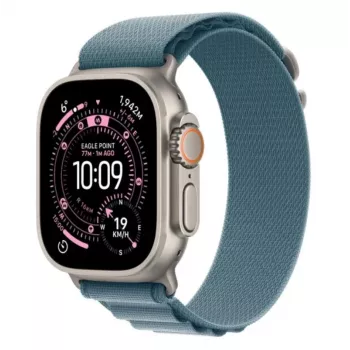 Išmanusis laikrodis Apple Watch Ultra 3 GPS + Cellular 49mm natūralaus titano korpusas su šviesiai mėlynu Alpine Loop dirželiu (mažas)