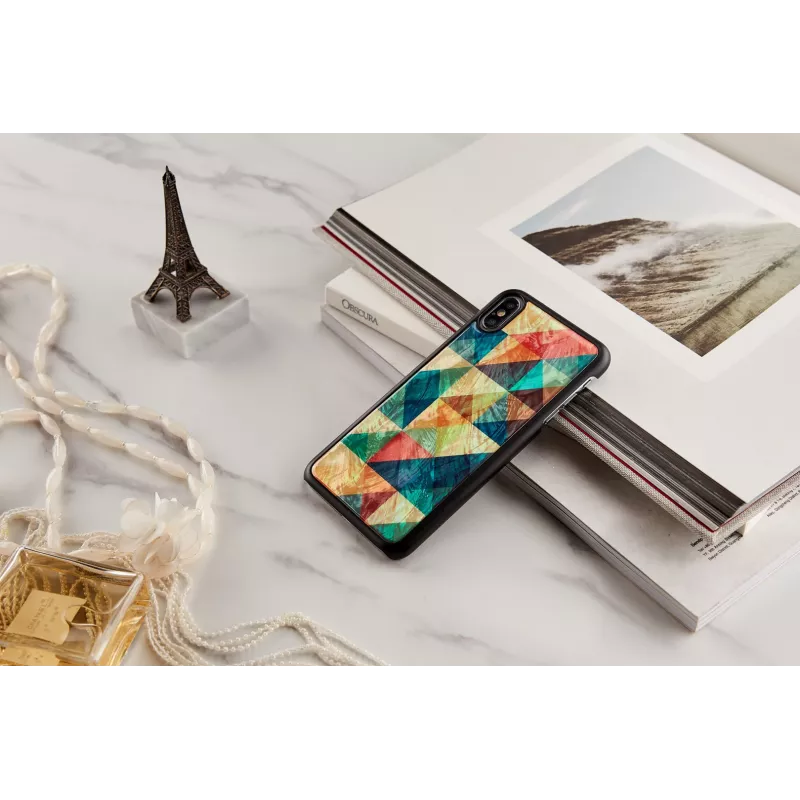 Telefono dėklas iKins iPhone XS Max — mozaikinis raštas, juodas