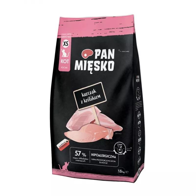 Pan Mięsko sauso kačių maisto produktas su višiena ir triušiena XS, 1,6 kg