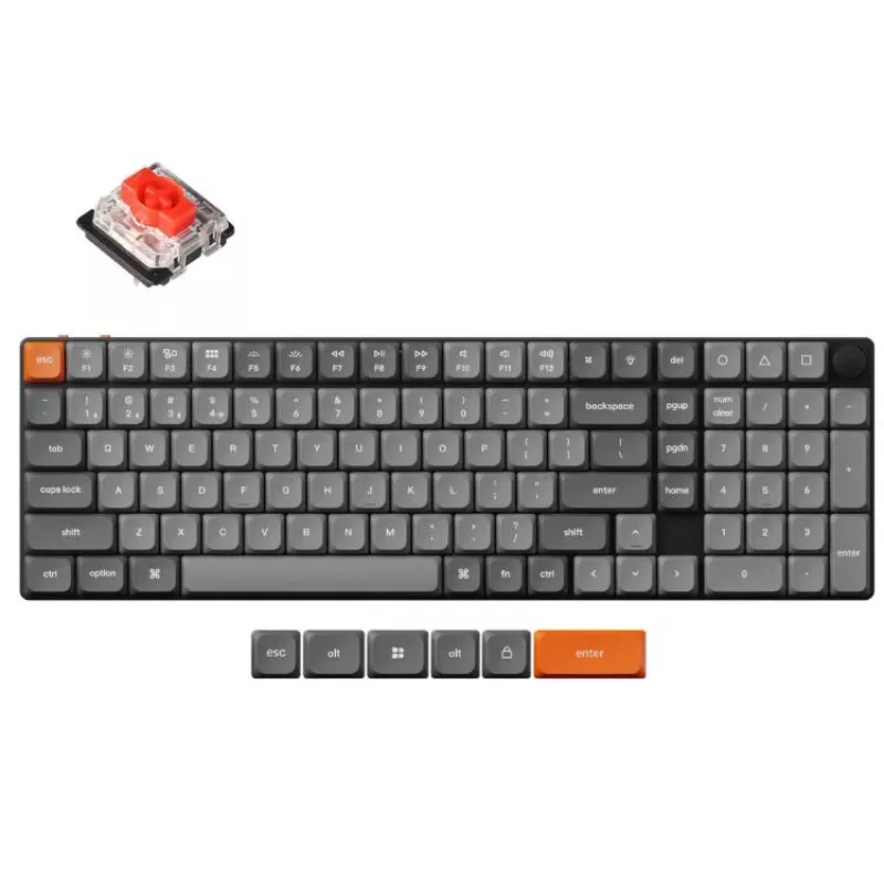 Belaidis mechaninis klaviatūra Keychron K17 MAX RGB Juoda – kompaktiškas išdėstymas, Bluetooth ir USB-C