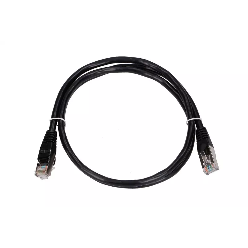 LAN jungiamasis laidas Extralink Cat5e FTP 1 m, F/UTP ekranuotas, RJ-45 į RJ-45, juodas