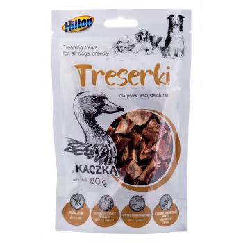 Šuns dresūros skanėstai Hilton Treaning Treats Duck 80 g – minkšti, anties skonio dresūros užkandžiai