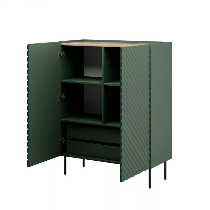 Stelažas cama meble ONDA ONDA 98×45×127 cm žalias, ant grindų statomas sieninis spintelė