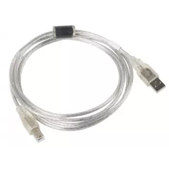 USB 2.0 laidas LANBERG CA-USBA-12CC-0018-TR, USB A (vyriškas) – USB B (vyriškas), 1,8 m, permatomas