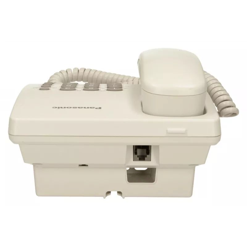 Analognis telefonas Panasonic KX-TS500PDW — 16 mygtukų, baltas, stalo/sienos montavimas, 100 įrašų telefonų knyga