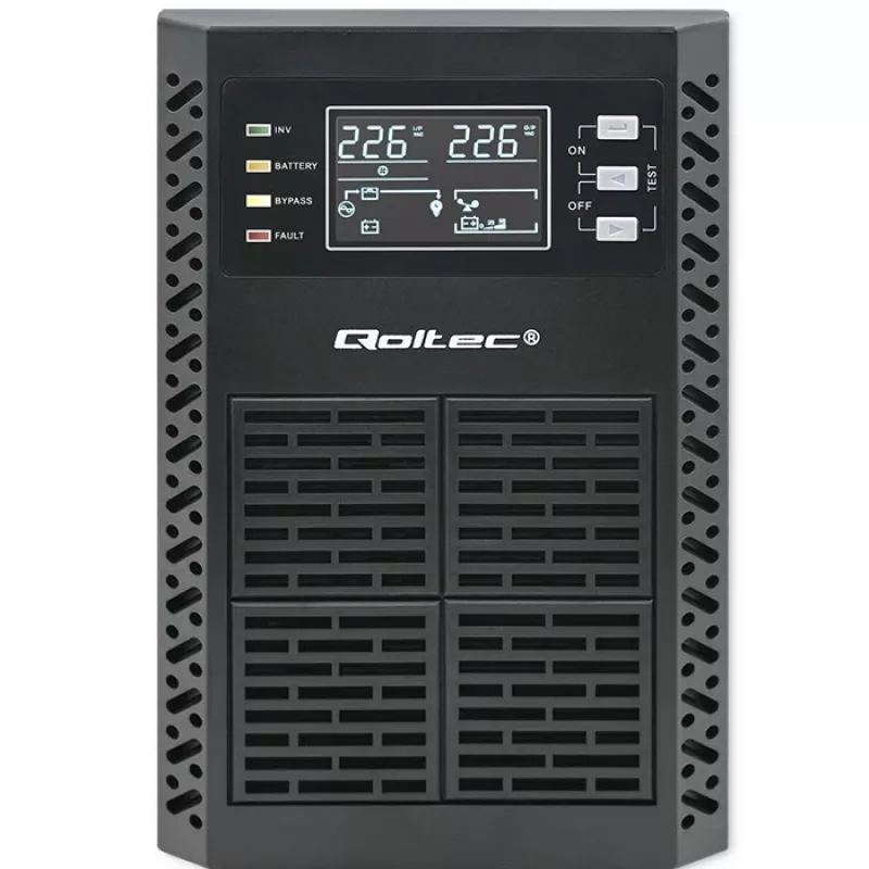 Qoltec nepertraukiamo maitinimo šaltinis (UPS) | 1kVA | 1000W | galios koeficientas 1.0 | LCD | EPO | USB | Online