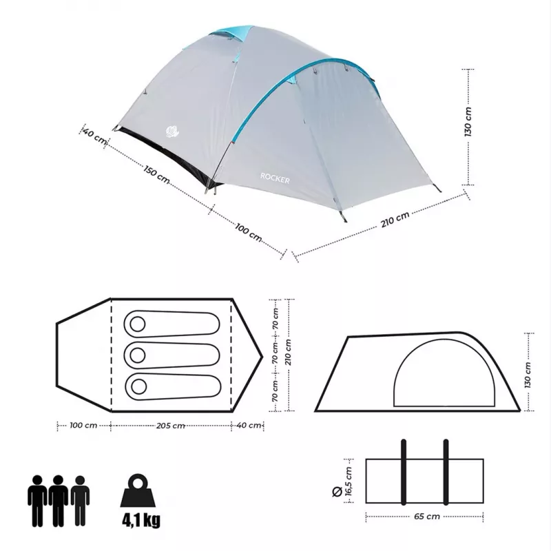 Palapinė NILS CAMP ROCKER NC6013 3 vietų