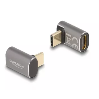 DeLOCK USB Adapter USB-C (vyr.) į USB-C (mot., kampuotas) 40 Gbps, PD 3.0 100 W, 8K 60 Hz, metalinis, antracito spalvos