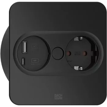 Įmontuojamas rozetinis blokas Type F + USB A + USB C Bachmann 946.205 Nerūdijantis plienas