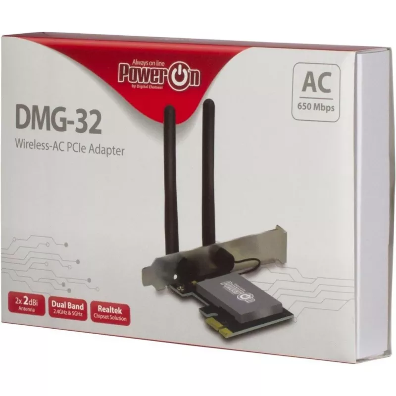 Inter-Tech DMG-32 belaidžio tinklo PCI Express plokštė, 650 Mbit/s, juoda-sidabrinė (88888148)