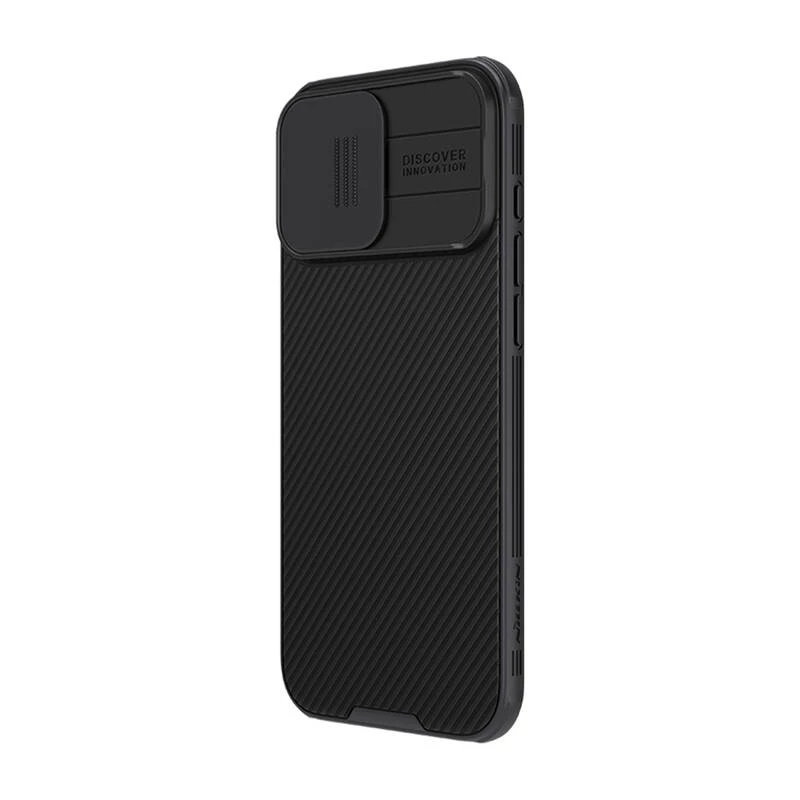 Apsauginis dėklas Nillkin CamShield Pro iPhone 16 Plus, juodas, su slankiojančiu fotoaparato dangteliu