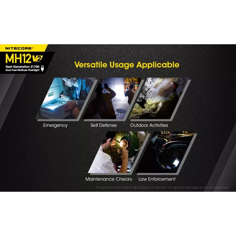 Rankinis žibintuvėlis Nitecore MH12 V2 Juodas