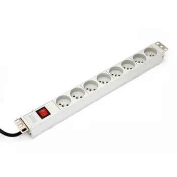DIGITUS Professional A-19-STRIP-2-IMP – maitinimo paskirstymo blokas (PDU) 1U, 8x kištukinių lizdų, 1,8 m laidas, baltas
