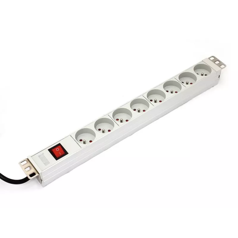 DIGITUS Professional A-19-STRIP-2-IMP – maitinimo paskirstymo blokas (PDU) 1U, 8x kištukinių lizdų, 1,8 m laidas, baltas