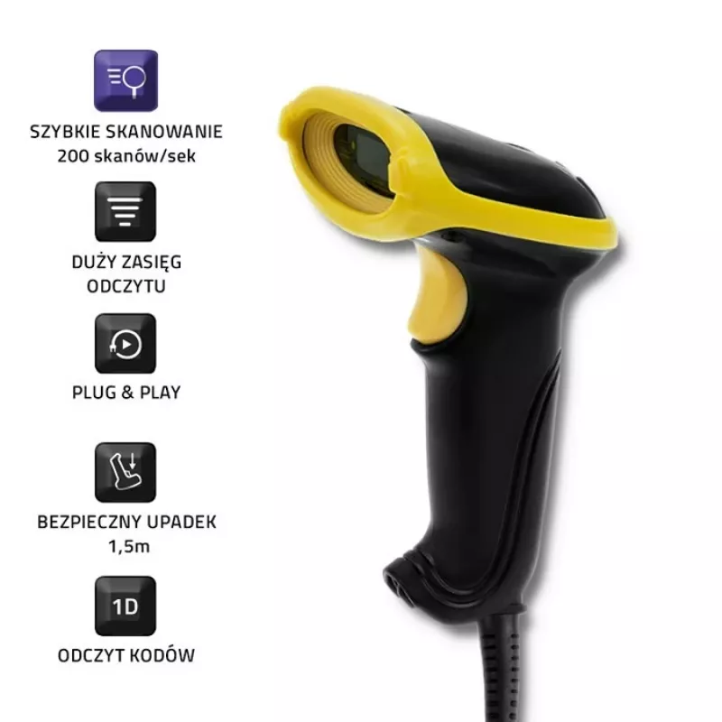 Rankinis brūkšninių kodų skaitytuvas Qoltec 50860