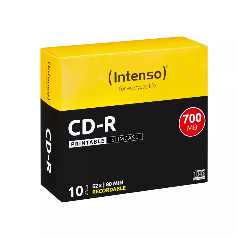 CD-R Intenso 1801622 700 MB 52x Įrašomas Spausdinamas 10 vnt. Plonas Dėklas