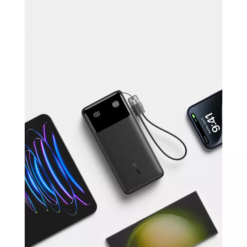 PowerBank su USB-C laidu 20000 mAh 30W Juoda