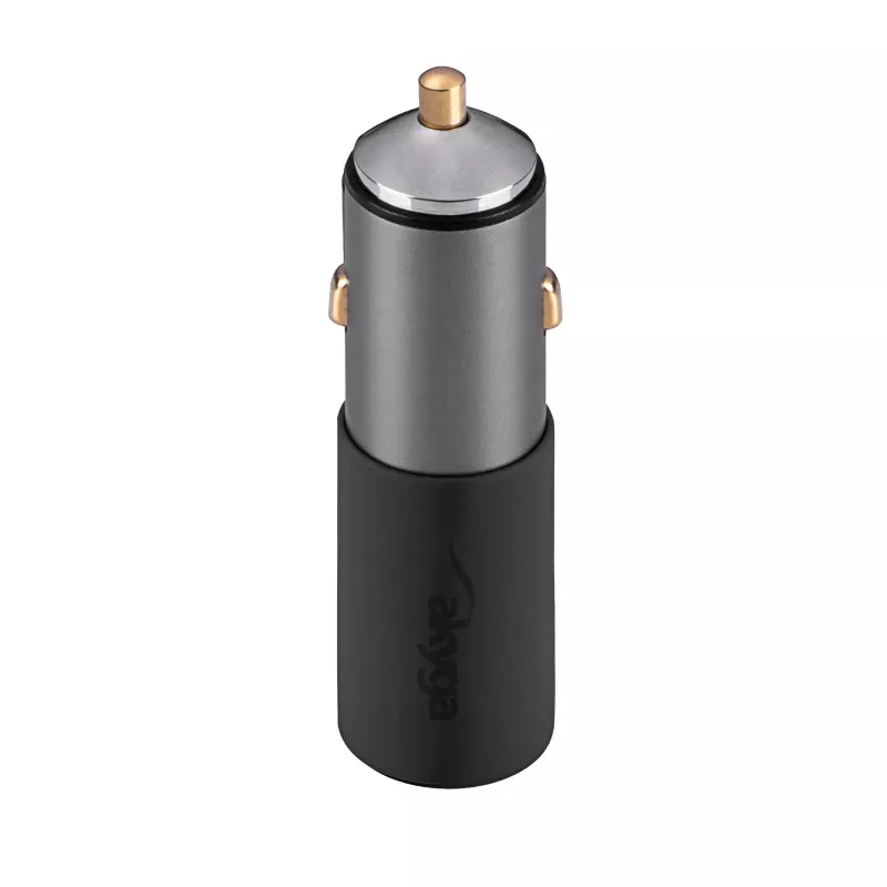 Akyga AK-CH-26 GaN automobilinis įkroviklis 12/24 V, 100 W, USB-C PD 3.0 + USB-A QC 3.0, pilkas