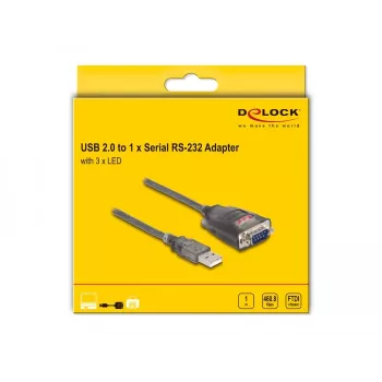 DeLOCK 61400 keitiklis USB A – RS-232 juodas