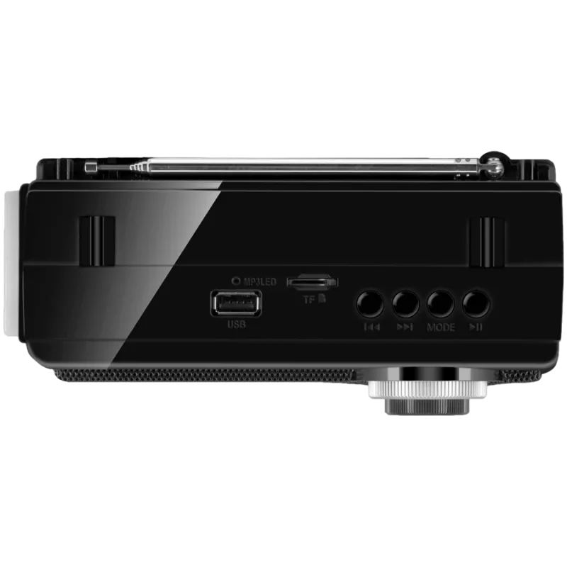 Nešiojamas radijo imtuvas ir garsiakalbis SVEN SRP-155, juodas (3W, Bluetooth, FM/AM/SW, USB, microSD, žibintuvėlis, baterija)