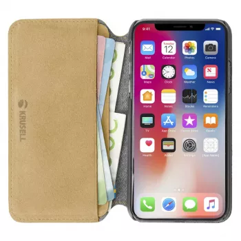 Dėklas Krusell Broby 4 Card SlimWallet iPhone XS Max, rudos spalvos