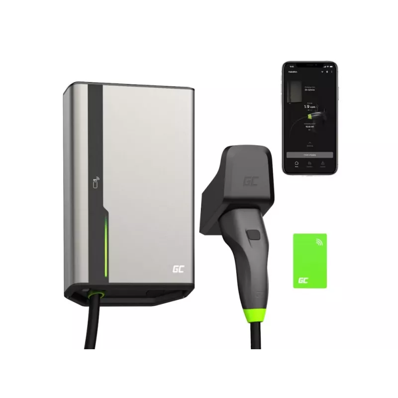 Sieninis elektromobilių kroviklis Green Cell GC EVGC021B2250 3,6–22 kW 5 m NFC pilkas aliuminis