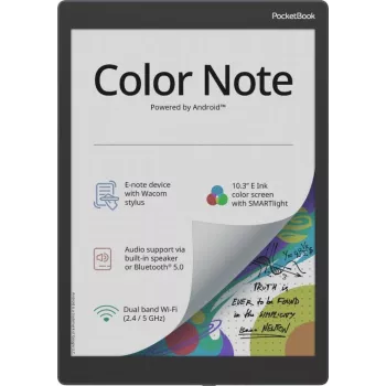 E. knygų skaityklė PocketBook Color Note 10.3 colio E Ink Kaleido, 32 GB, Wi-Fi, jutiklinis ekranas, juoda/mėlyna