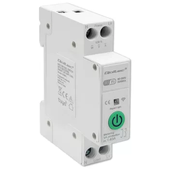 DIN-bėgio WiFi relė QOLTEC 50881 – tinklo perjungimo relė 63A elektros instaliacijai