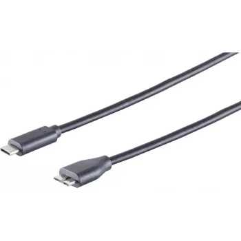 USB laidas S/CONN 77142-1.0 USB 3.2 Gen 2 1 m USB C Micro-USB B Juodas