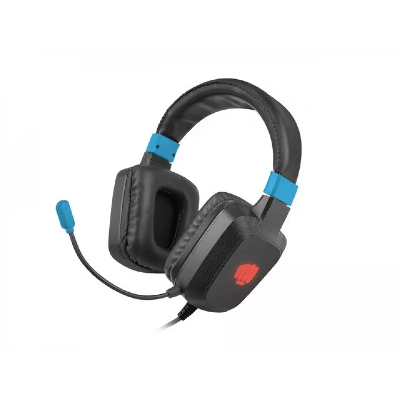 Žaidimų ausinės Fury NFU-1584 su ausinių mikrofonu, uždaro tipo, 98 dB, 15–25000 Hz, 2 m laidas, USB ir 3,5 mm, mėlyna