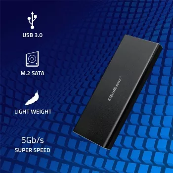 M.2 SATA SSD išorinis korpusas QOLTEC 51854 USB 3.0 be įrankių