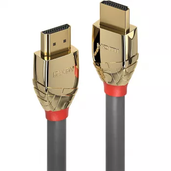 Lindy 10m standartinis HDMI laidas, Gold Line, 10 m, HDMI A tipas (standartinis), HDMI A tipas (standartinis), 4096 x 2160 pikseliai, auksinis, pilkas